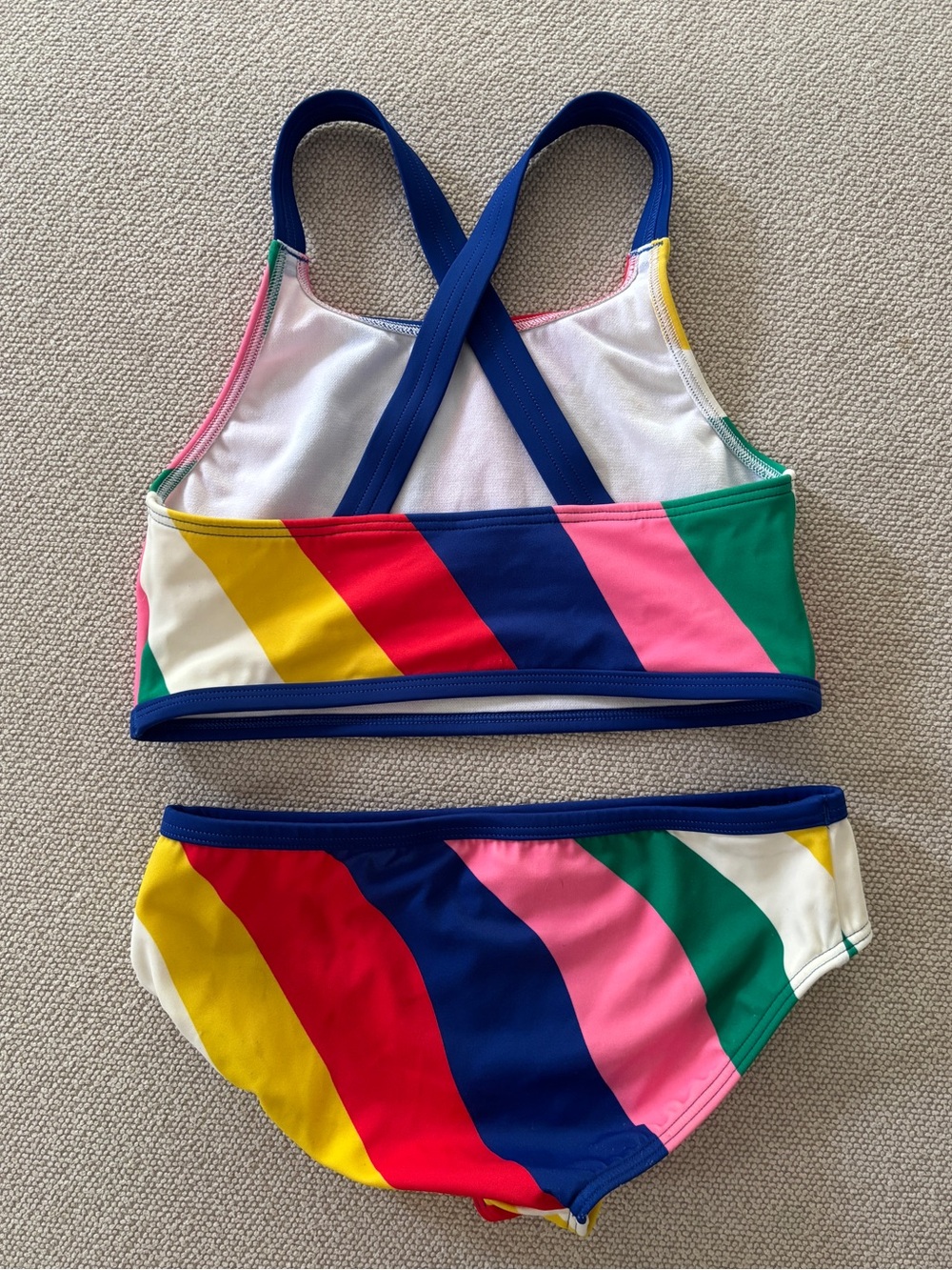 Mini Boden 2 Piece Cross Back Rainbow Swimsuit Bikini Size 8-9Y - Picture 2 of 3
